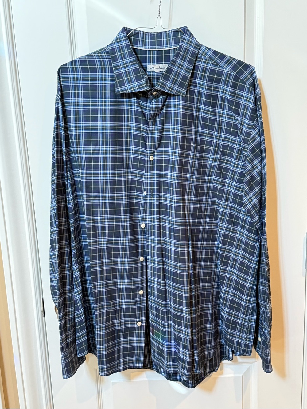 Peter Millar Navy & Blue Plaid Dress Shirt
